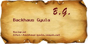 Backhaus Gyula névjegykártya